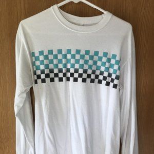 Blue and Black Checkered Long-sleeve Tee
